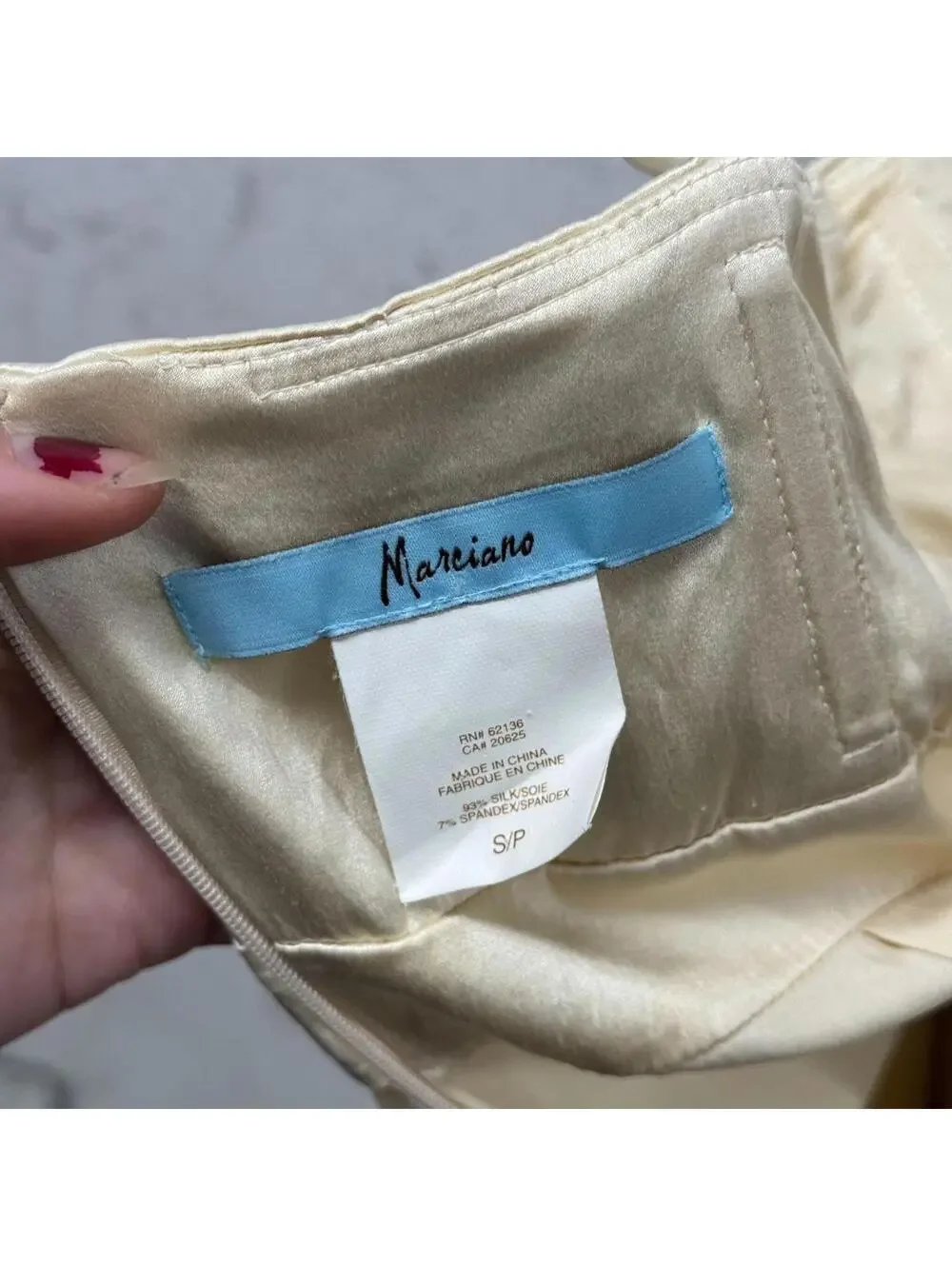 Vintage Marciano Studded Silk Chiffon Babydoll Mini Dress Cream - Picture 8 of 8